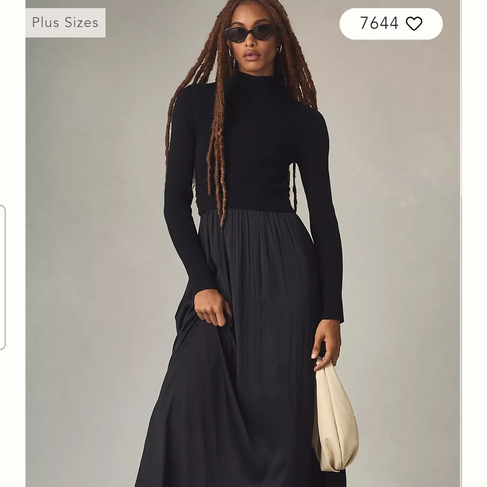 Anthropologie Black A-Line Pleated Maxi Skirt
